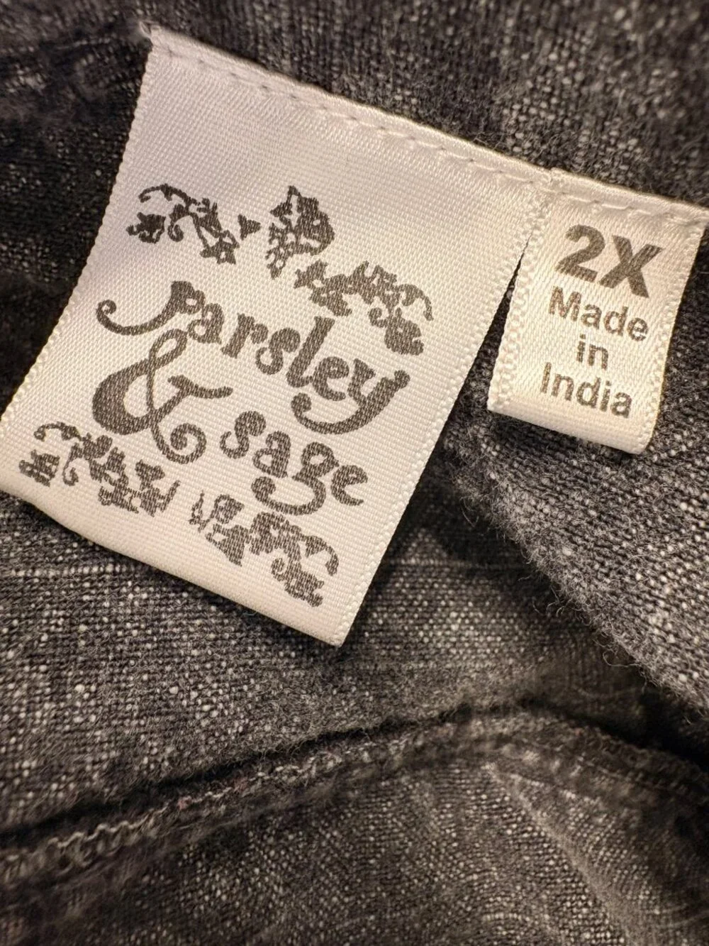Parsley & Sage Washed Black Patchwork Lace Mixed Media Shirt Jacket Size 2X